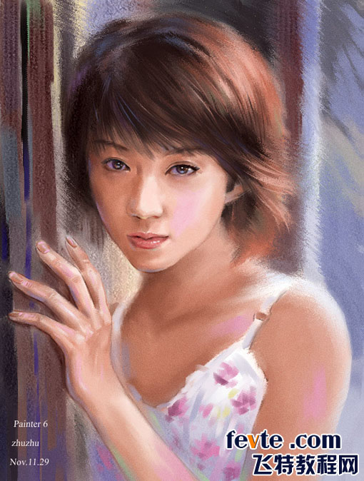 教你用painter绘制漂亮的粉彩效果女孩 全福编程网
