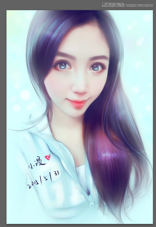 Photoshop给可爱的大眼妹妹转手绘处理,PS教程,素材中国
