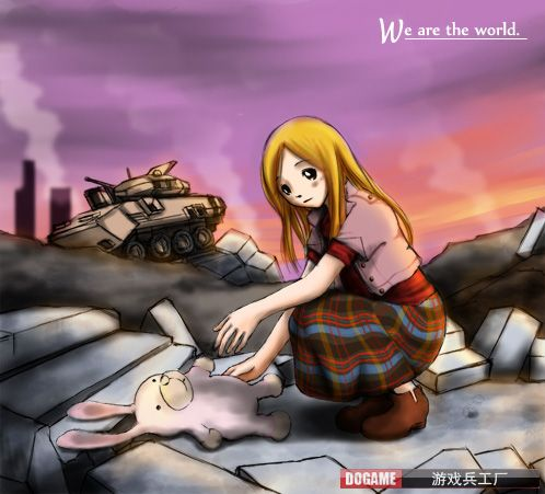 painter绘制废墟里悲伤的女孩及布娃娃 全福编程网