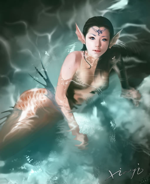 Painter绘制精美美人鱼插画全过程 全福编程网