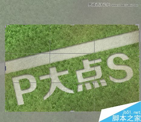 Photoshop制作一个逼真的草地凹陷字体