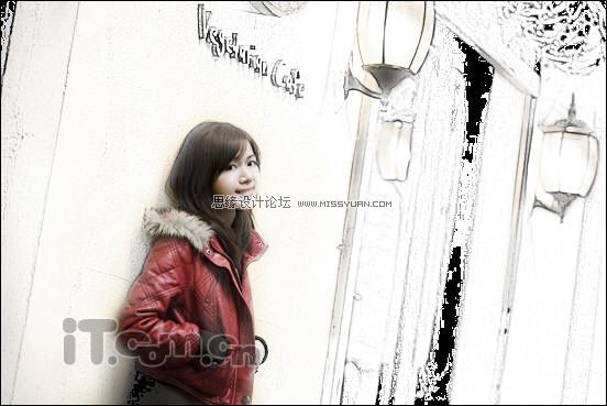 Photoshop制作融入素描的世界的美女,PS教程,思缘教程网