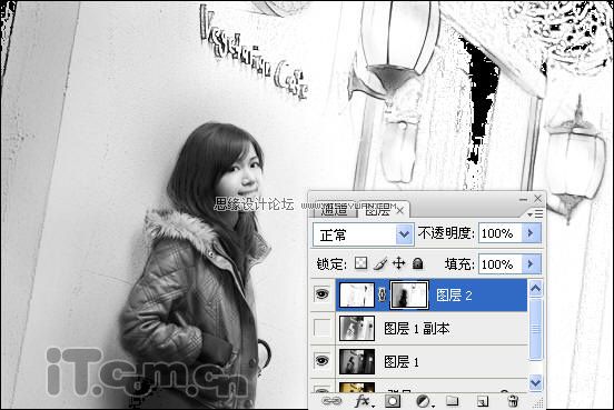 Photoshop制作融入素描的世界的美女,PS教程,思缘教程网