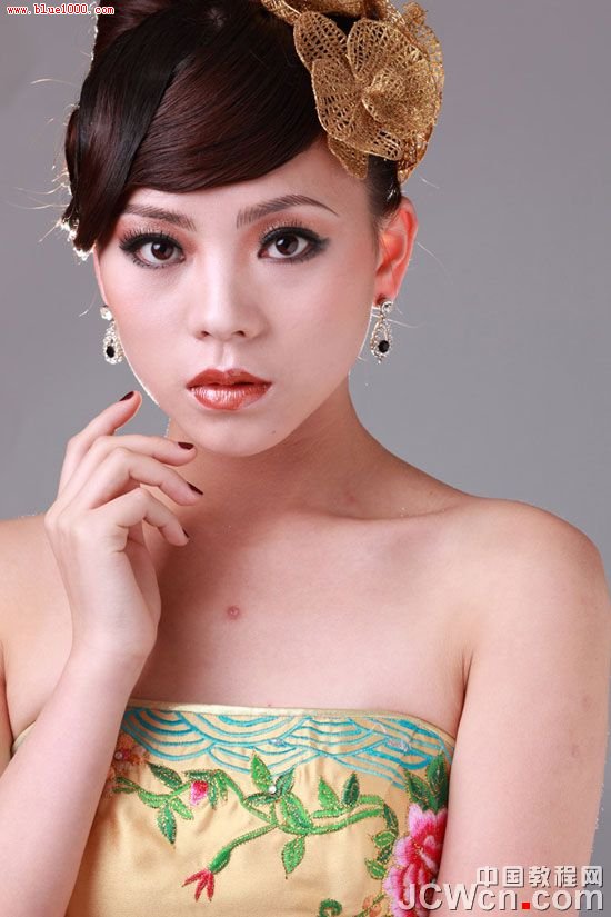 Photoshop合成古典荷花美女水墨画
