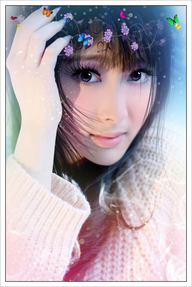 Photoshop给美女照片添加唯美装饰调出梦幻效果