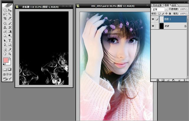 Photoshop给美女照片添加唯美装饰调出梦幻效果
