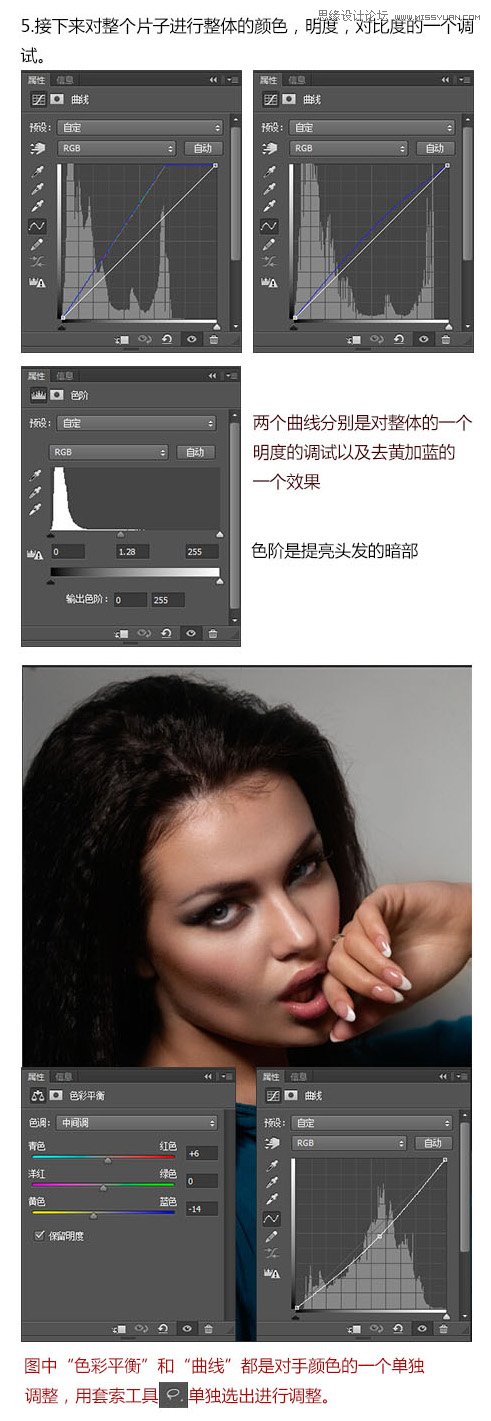 Photoshop给人像模特照片后期磨皮精修,PS教程,素材中国