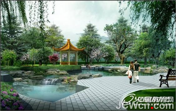 PS为园林设计效果图做后期处理的详细教程 全福编程网