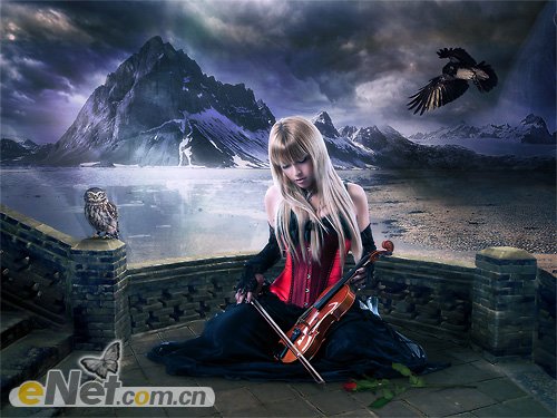 PhotoShop合成小提琴美女幻想风格场景效果教程 全福编程网