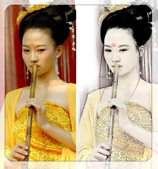PhotoShop把人物照片转为古典手绘效果 全福编程网教程