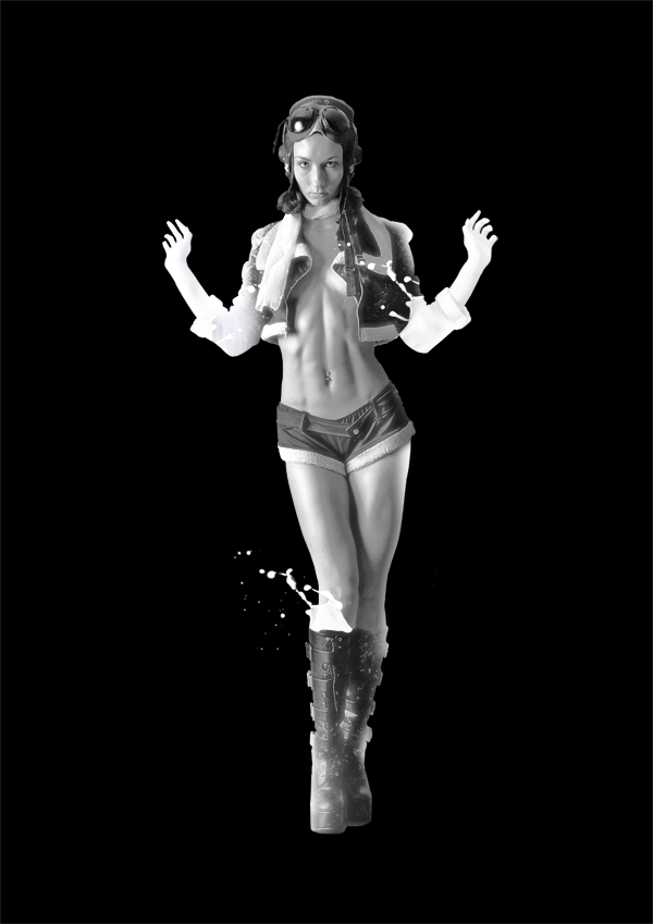 利用Photoshop合成一个飞溅特效性感女郎