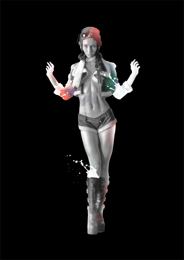 利用Photoshop合成一个飞溅特效性感女郎