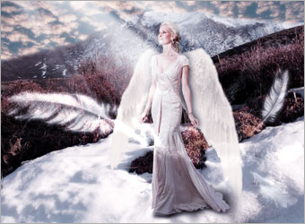 Photoshop合成雪上上的白色天使 全福编程网