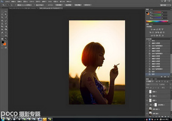 PS给逆光美女加上柔和的透射阳光