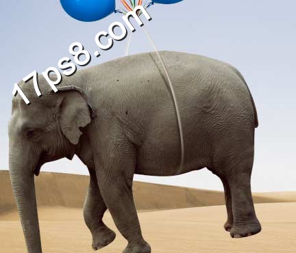 ps教程|ps合成|一起ps吧|气球|大象