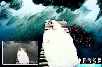 PhotoShop把外景婚片处理为水彩效果教程 全福编程网