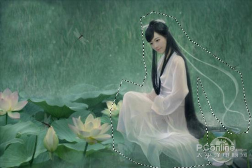 PS教程：Photoshop合成月夜镜湖美女图