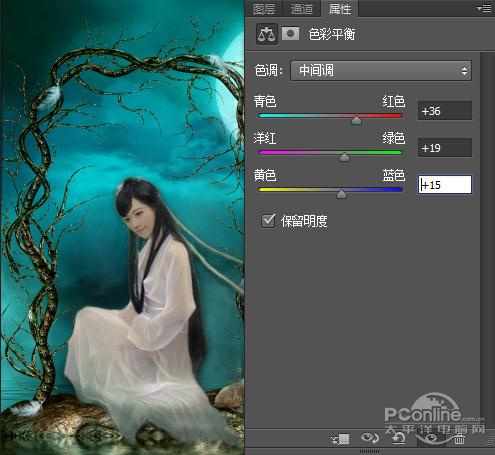 PS教程：Photoshop合成月夜镜湖美女图
