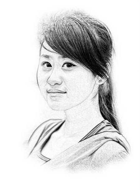 PS把女生头像照片转成黑白素描画