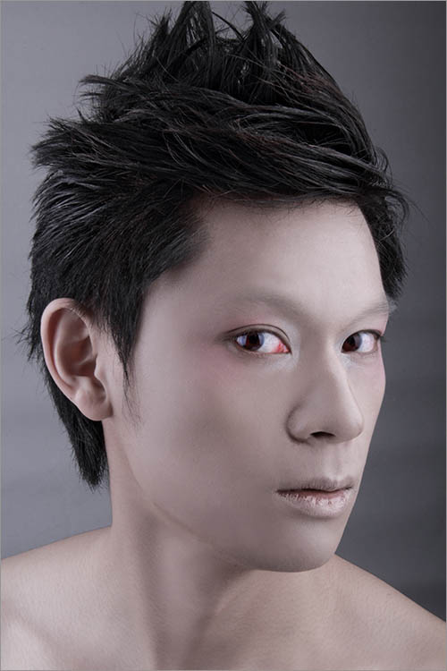 Photoshop给帅哥加上绚丽的液滴喷溅头发