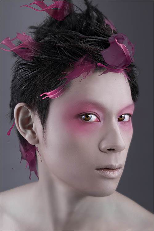 Photoshop给帅哥加上绚丽的液滴喷溅头发