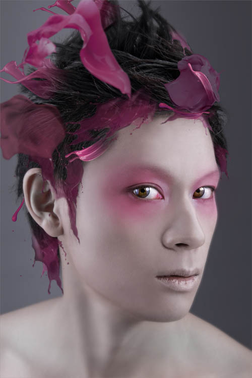 Photoshop给帅哥加上绚丽的液滴喷溅头发