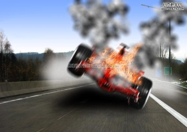 Photoshop合成着火的疯狂赛车,PS教程,思缘教程网