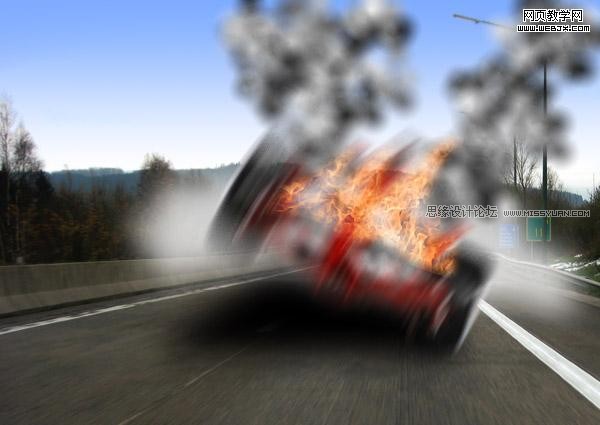 Photoshop合成着火的疯狂赛车,PS教程,思缘教程网
