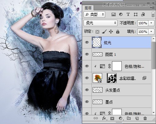 Photoshop设计创意风格的水墨美女效果,全福编程网