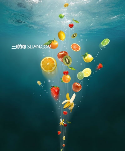 photoshop打造水下动感水果   全福编程网教程