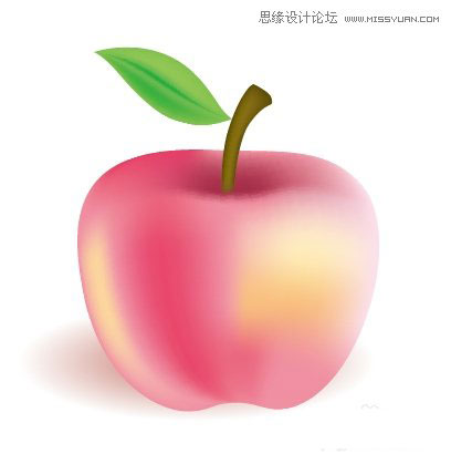 Illustrator网格工具绘制带有绿叶子的红苹果教程   全福编程网