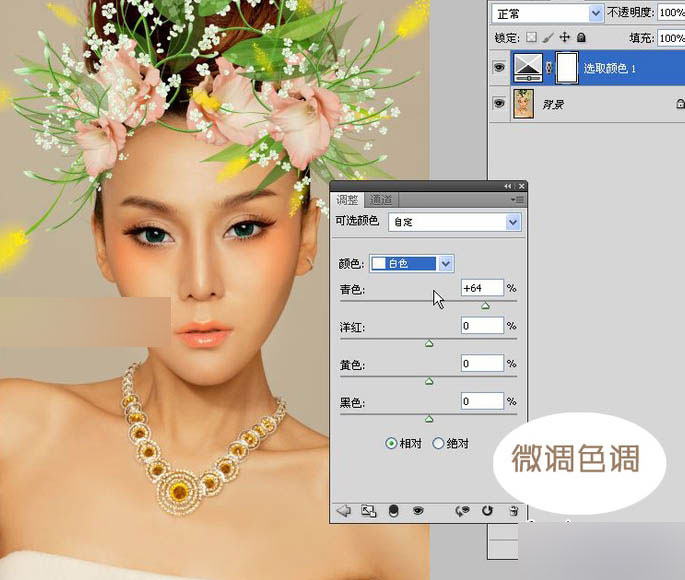 PS给美女调出甜美彩妆花饰效果照片教程