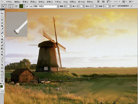 PhotoShop CS5混合器画笔工具将图片转为水粉画教程 全福编程网教程