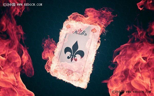 ps合成华丽的火焰魔术牌 全福编程网