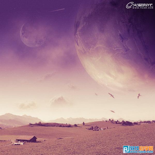 PS合成奇幻的暗紫色外星场景 全福编程网