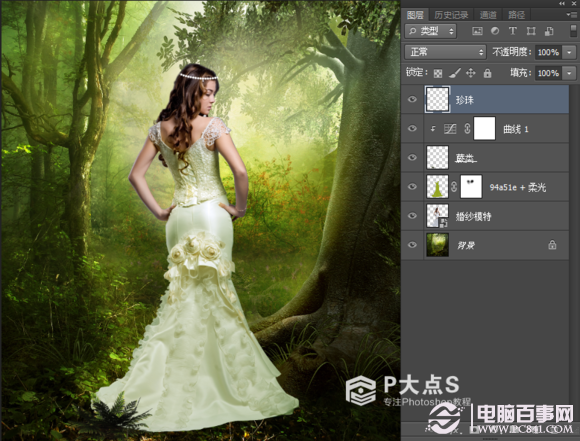 PhotoShop森林里的精灵美女梦幻场景效果