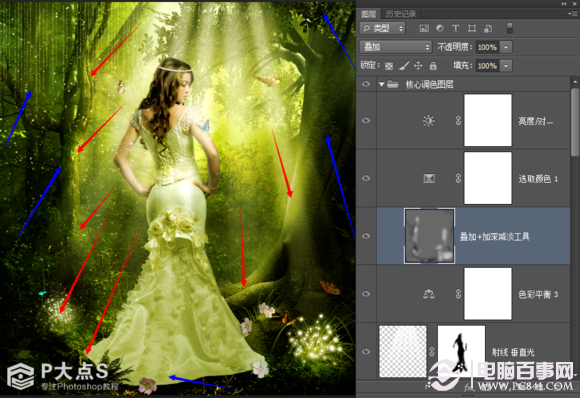PhotoShop森林里的精灵美女梦幻场景效果