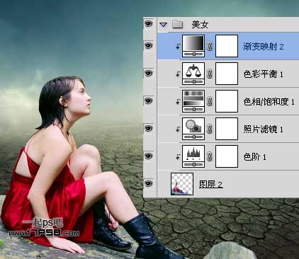 PS图片合成教程：干涸世界里的思索女孩意境图