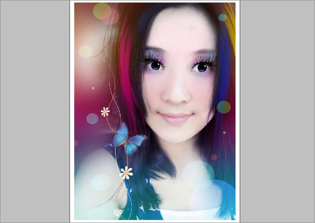 Photoshop给美女照片添加唯美装饰调出清纯可爱风格
