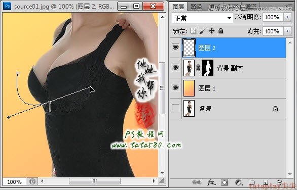 Photoshop美工教程：塑造美女紧身内衣曲线,全福编程网
