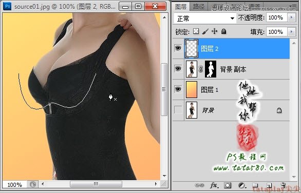 Photoshop美工教程：塑造美女紧身内衣曲线,全福编程网