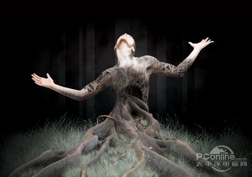 Photoshop合成制作树根人体超自然蜕变场景教程 全福编程网教程
