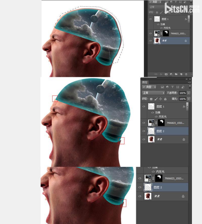 photoshop快速合成大脑星空的方法