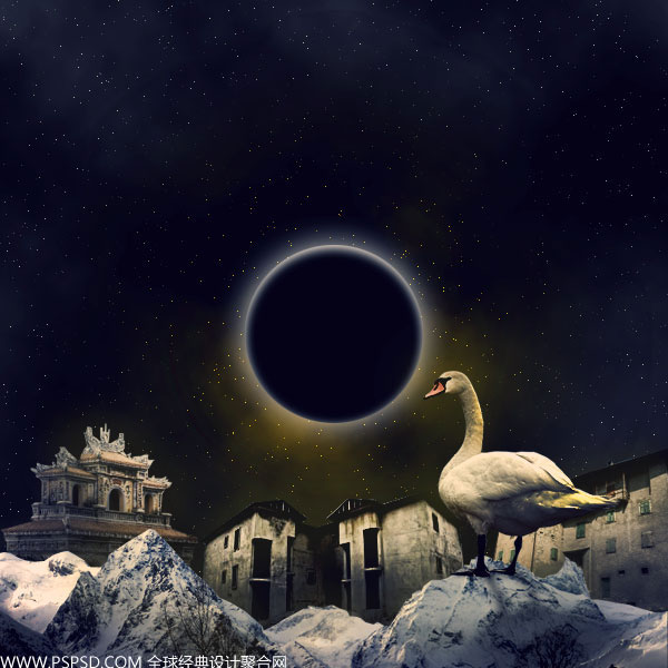 PS合成抽象的夜景星空下发呆的天鹅教程 全福编程网教程