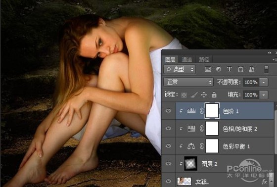 PS教程：Photoshop合成女孩孤独灯光场景
