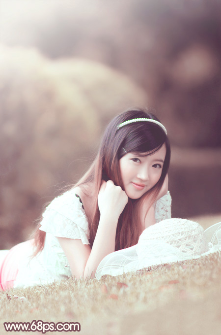 Photoshop打造柔和的古典红褐色外景美女图片 全福编程网