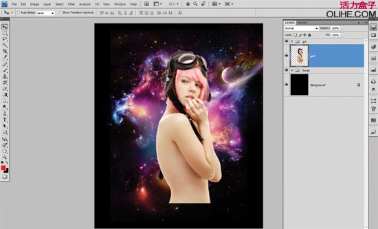 PS合成星云外星美女照片 全福编程网网 PS图片合成教程