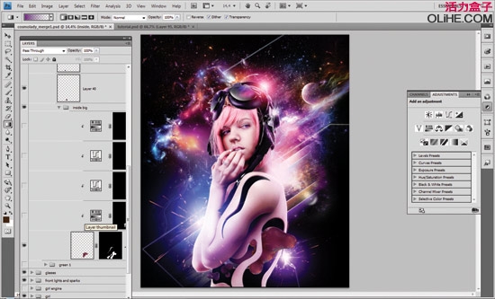PS合成星云外星美女照片 全福编程网网 PS图片合成教程