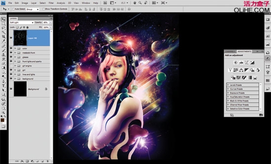 PS合成星云外星美女照片 全福编程网网 PS图片合成教程