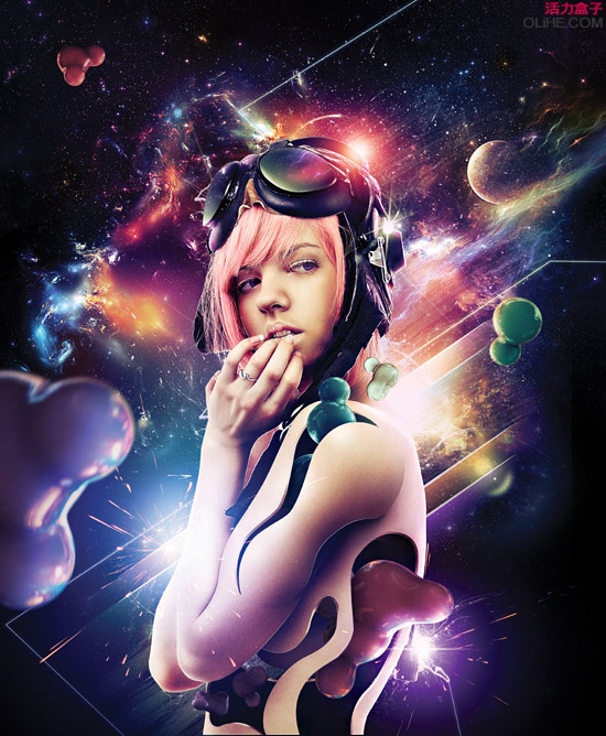 PS合成星云外星美女照片 全福编程网网 PS图片合成教程
